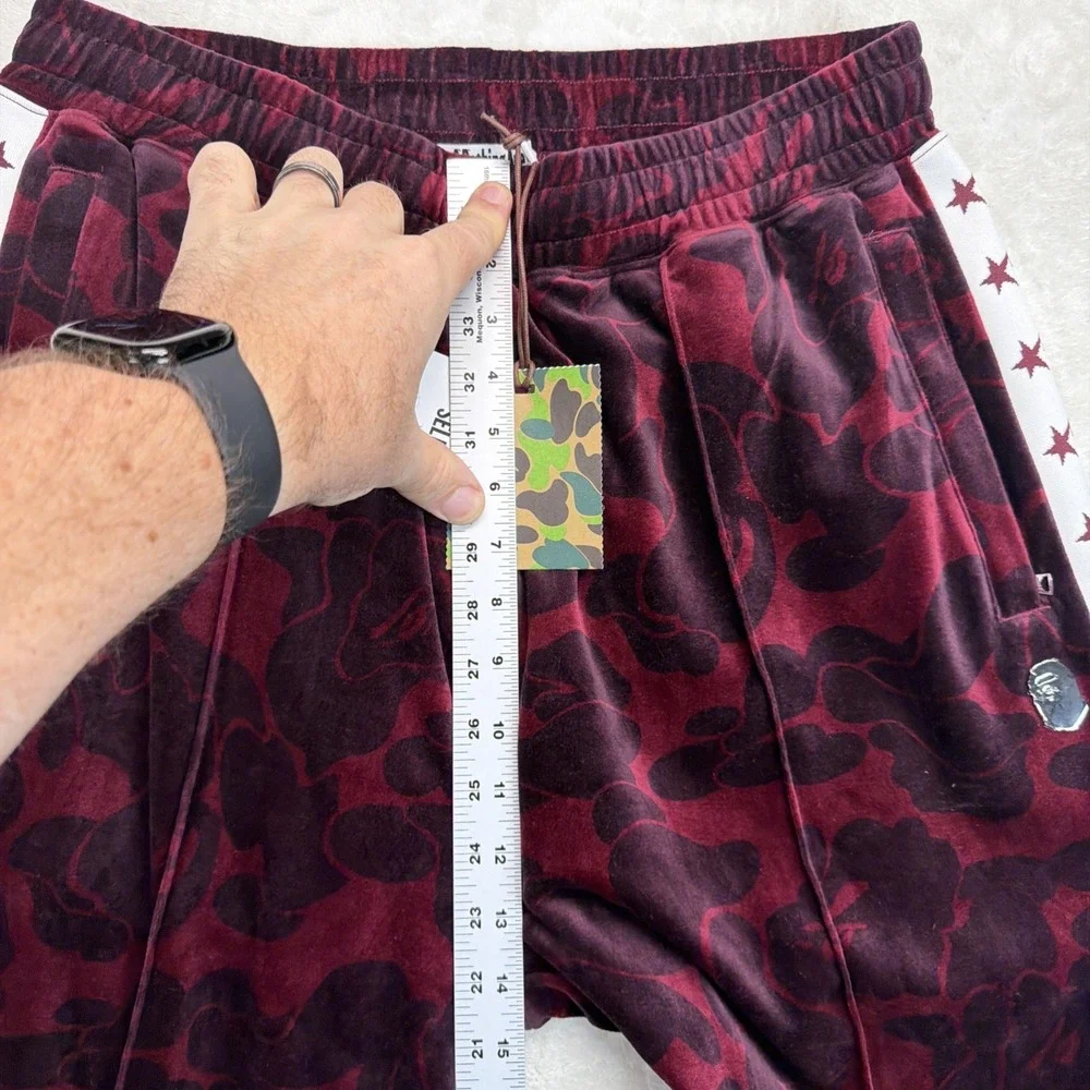 A Bathing Ape BAPE Solid Camo One Point Velour Track‎ Pants Mens Large NWT